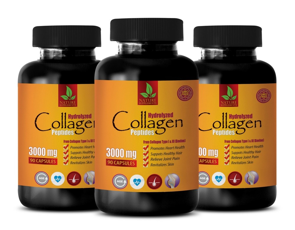 hair grow back - COLLAGEN PEPTIDES - bone health for men 3 BOTTLE