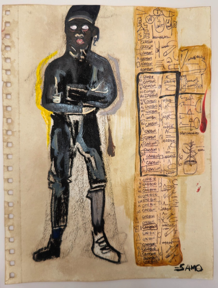 JEAN MICHEL BASQUIAT 12x9 in. Painting on paper (Untitled) signed & stamped