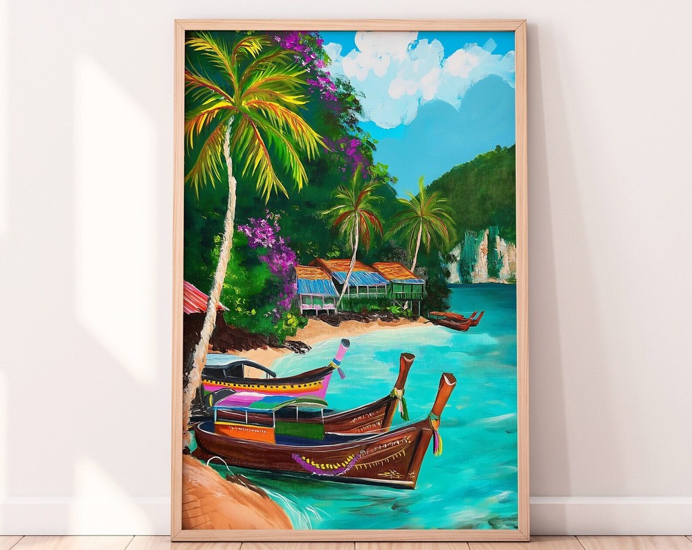 Phi Phi Illustration Thailand Summer Painting Colorful Travel Illustration