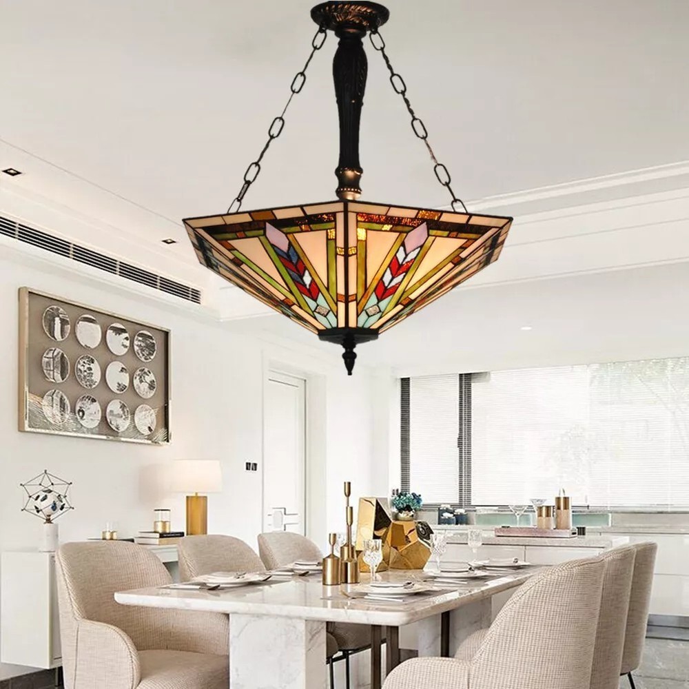 Tiffany Colorful Chandelier 5-Lights Ceiling Light Umbrella Pendant lamp Fixture