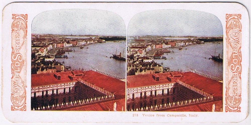 Stereo View Card Stereograph Venice From Campanile Italy