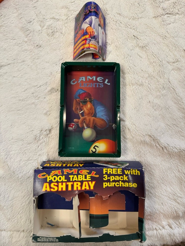 Vintage 1992 Ashtray Joe Camel Lights Cigarette Pool Table Billiards New in Box