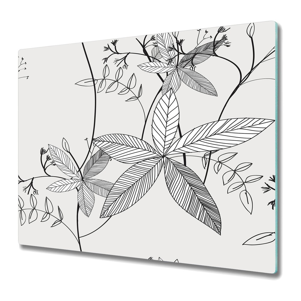Serving Chopping Board Floral in doodle style Simple black & white Outlines