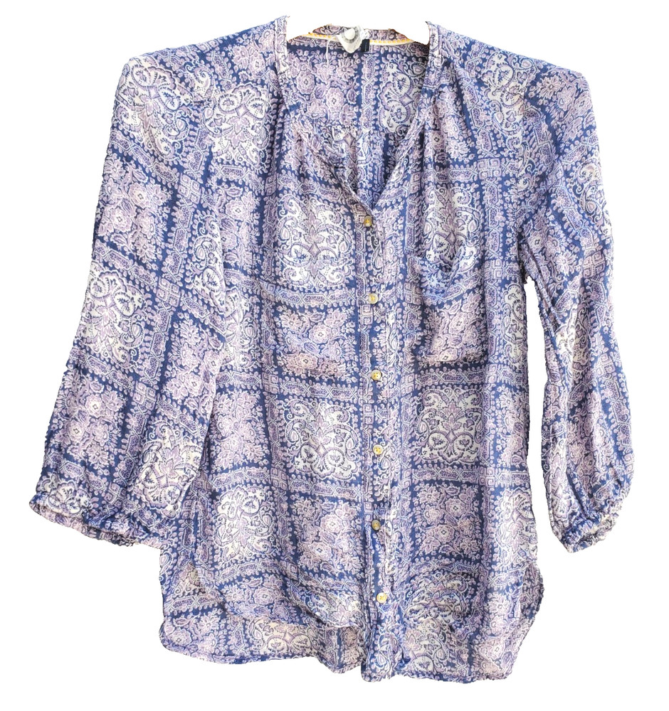 AKEMI + KIN purple womens XS boho hippie BLOUSE top shirt buttoned Anthropologie
