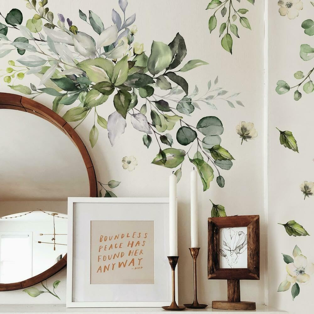 RMK4711GM Watercolor Floral Arrangement Peel and Stick Wall Decals