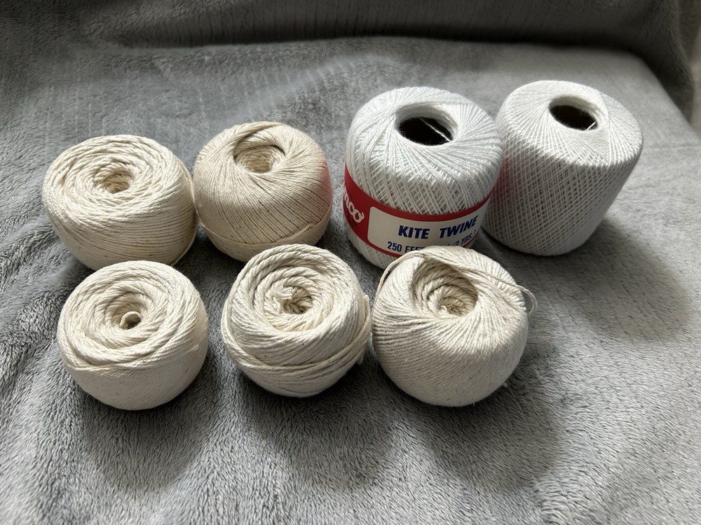 String Thread Cord Solid White Kite Twine Lot of 7