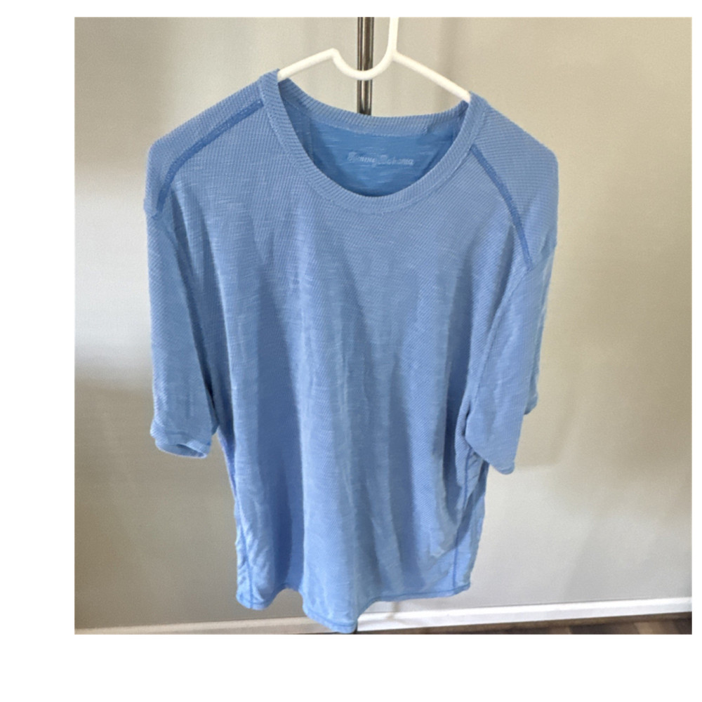 Tommy Bahama Blue Cotton Knit Men's Short Sleeve Crew Neck Logo T-Shirt