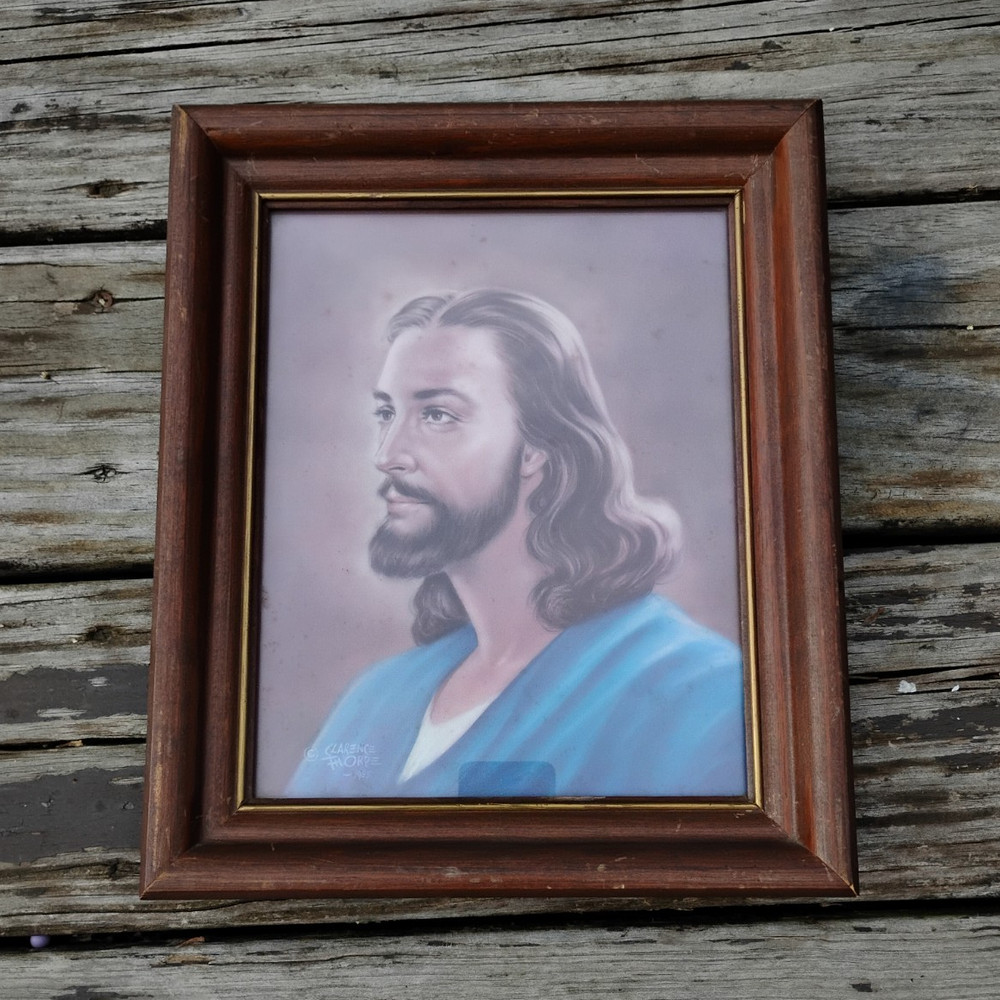 Framed Realism Portrait Painting of Jesus on Canvas, Small Art