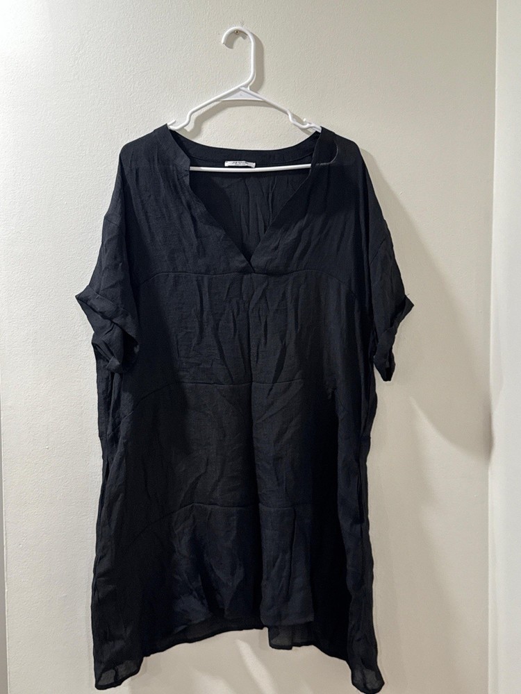 Women's Black Drop Shoulder Short Top Size XL - AIMAGE