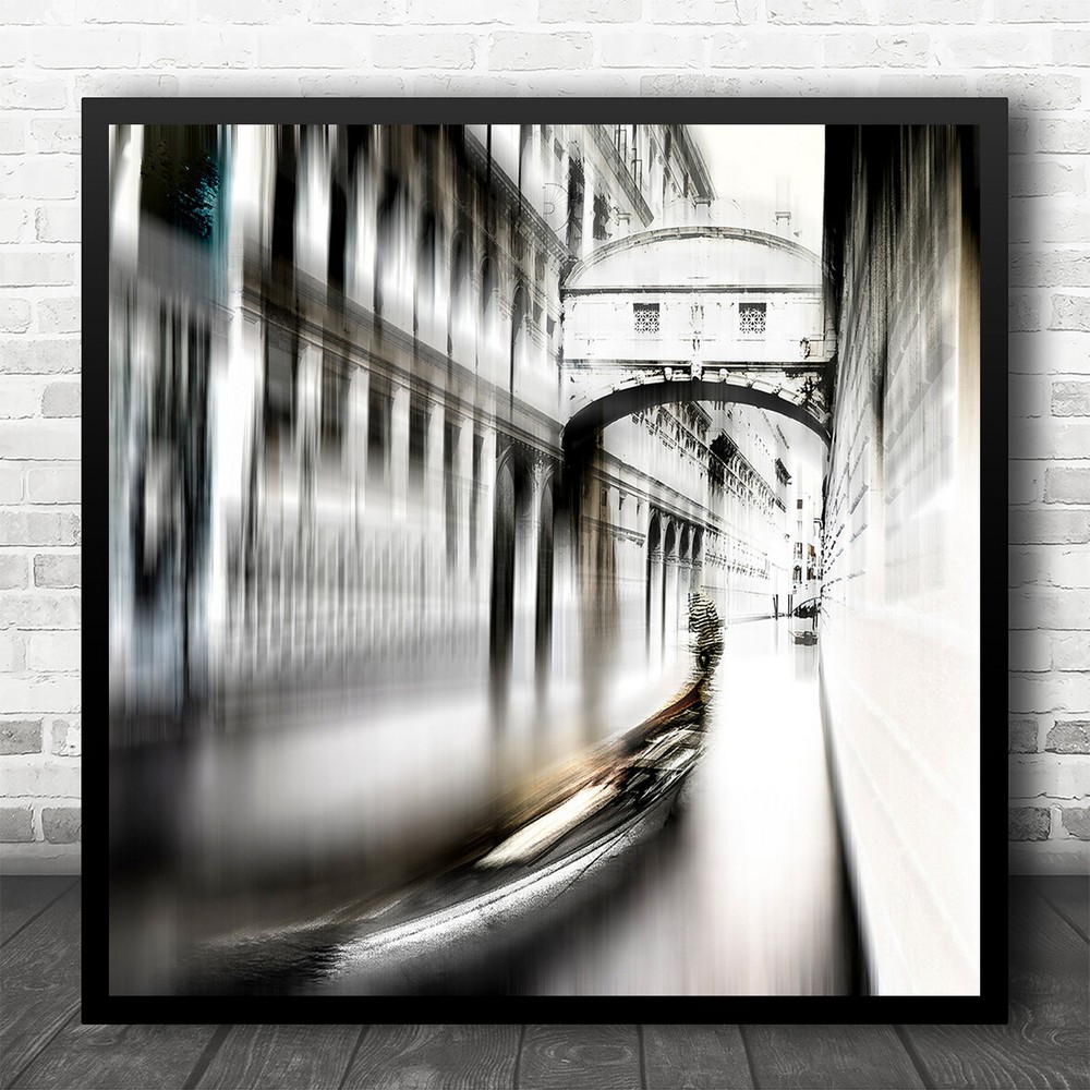 Venice Streaks Blur Long Exposure Street View Square Wall Art Print