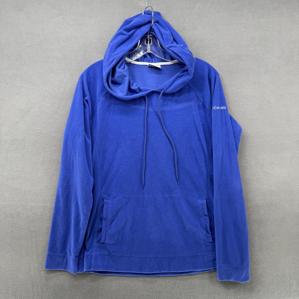 Columbia Fleece Hoodie Blue Women's Size L Lightweight Pocket Kangaroo