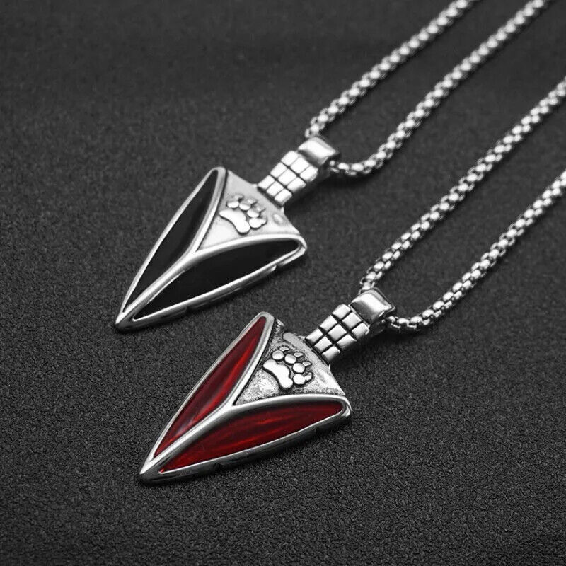 Stainless Steel Punk Oil Drop Spear Bear Claw Pendant Necklace