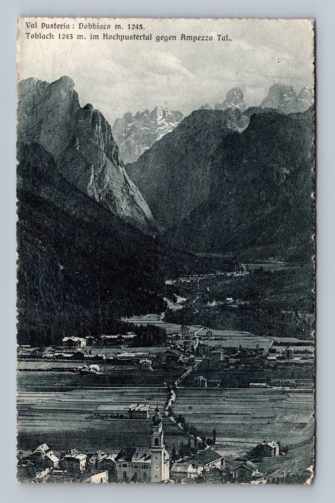 Italy- Pusteria Puster Valley Alps Mountain Town Old Card View Vintage Postcard