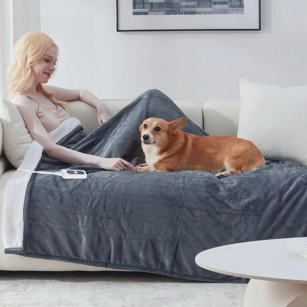 Heated Blanket Throw Size, Soft and Cozy Electric Heating Blanket for Bed, Autom