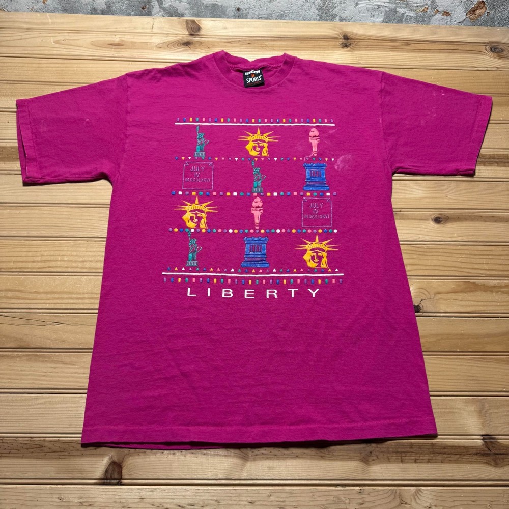Vintage 80s Statue of Liberty New York City Patriotic Souvenir T-Shirt - Large