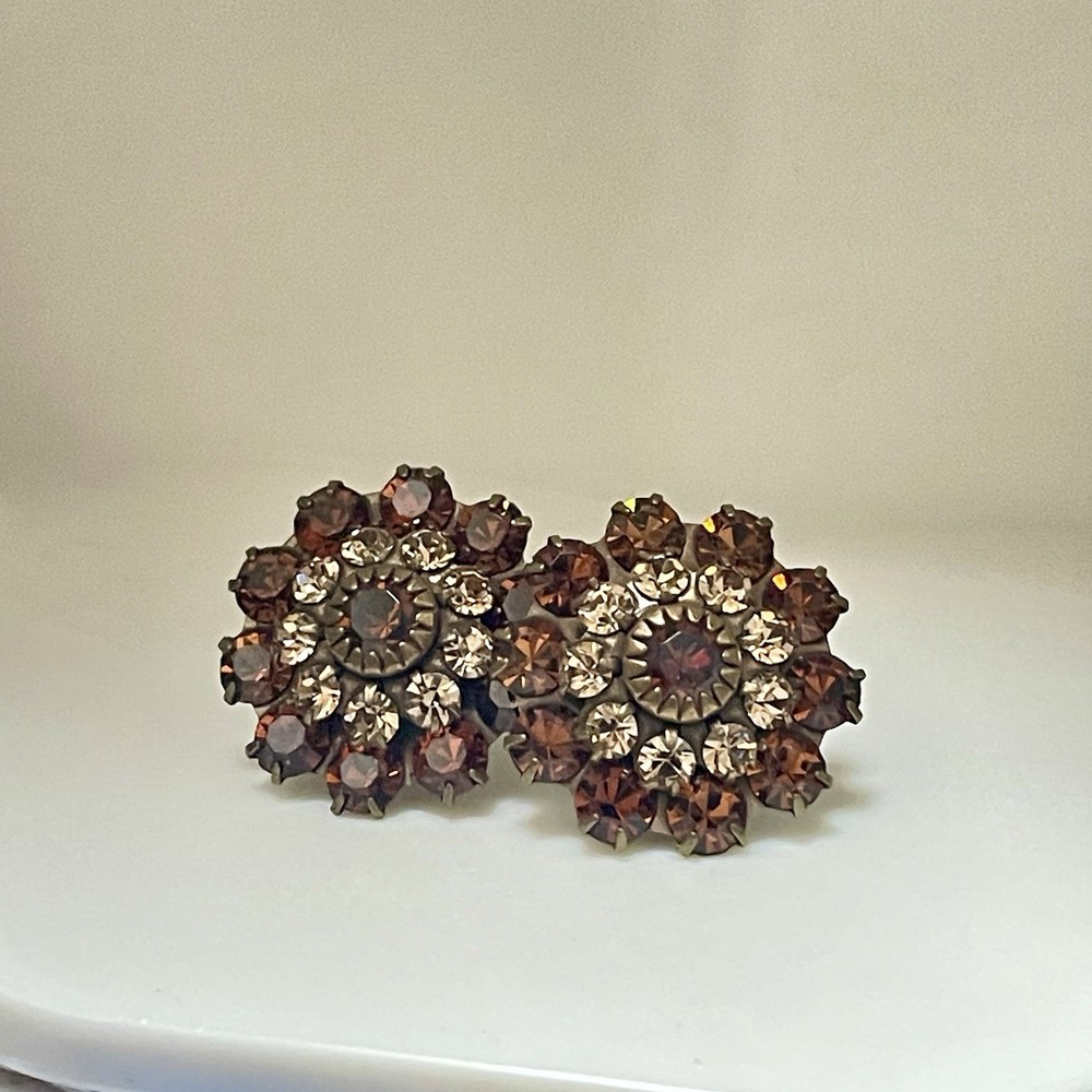 Liz Palacios X-large Flower Earrings S.Topaz Mix Swarovski Crystals (STUD)