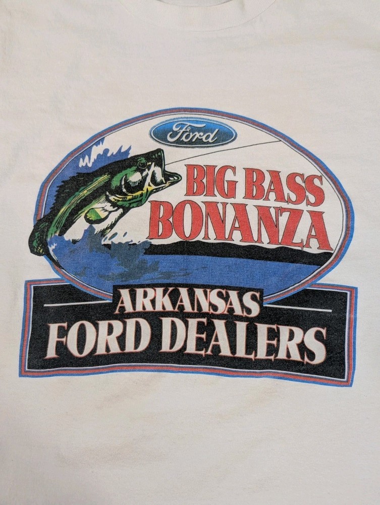 🎣Arkansas Ford Dealers Bass Bonanza T Shirt - XL - Hanes Heavyweight - Fishing