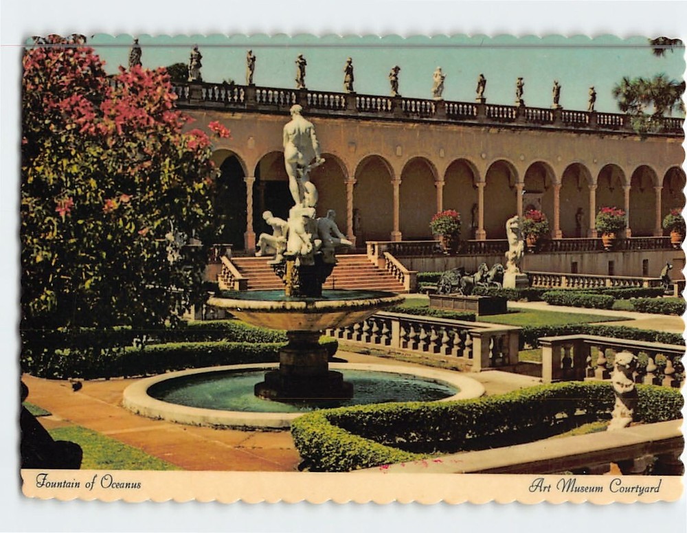 Postcard Fountain of Oceanus Art Museum Courtyard Ringling Sarasota Florida USA