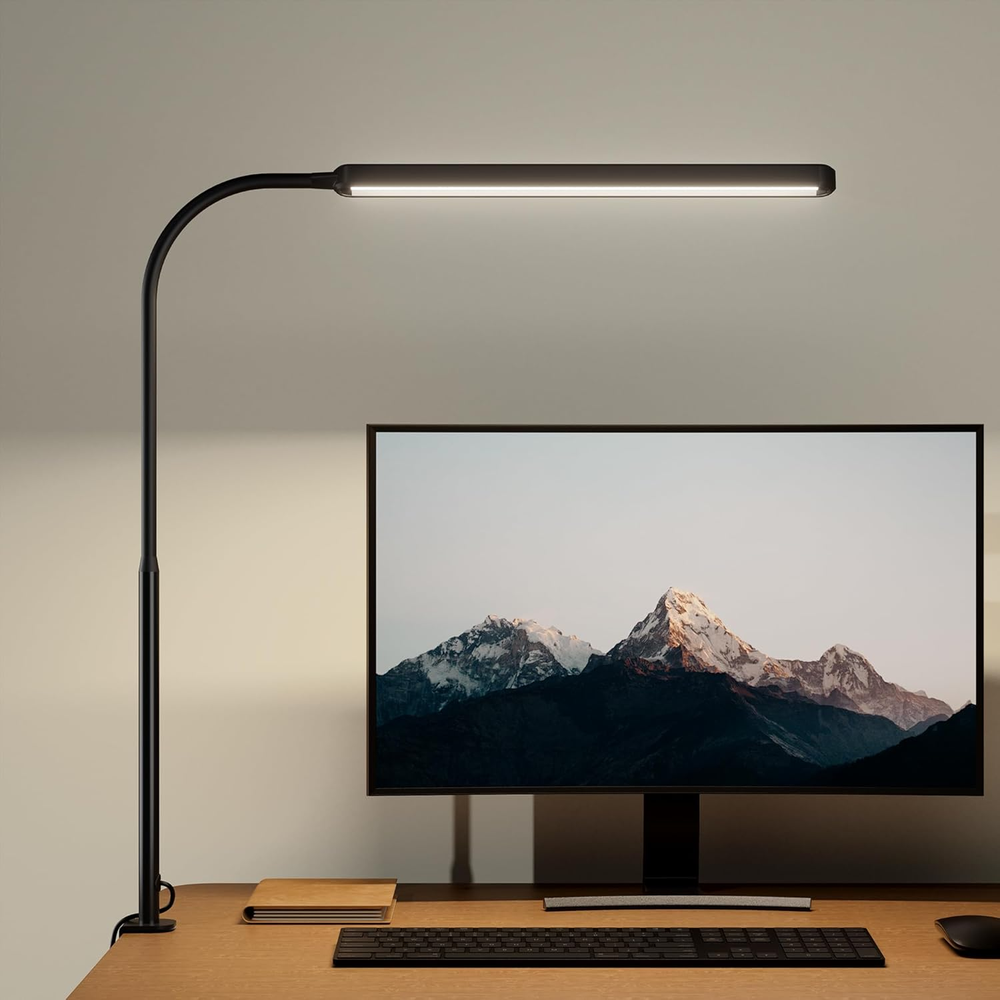 Eye-Caring LED Desk Lamp 360° Flexible Gooseneck Work Lamp with Desk Side Clamp