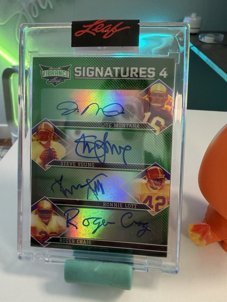 2022 Leaf Vibrance Signatures 4 Joe Montana, Steve Young, Craig, Lott Auto 49ers