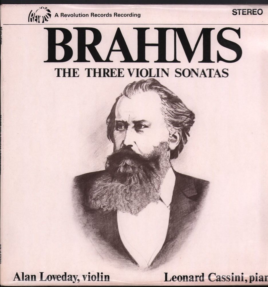 RCB16 Alan Loveday / Leonard Cassini Brahms - Three Violin Sonatas LP vinyl UK