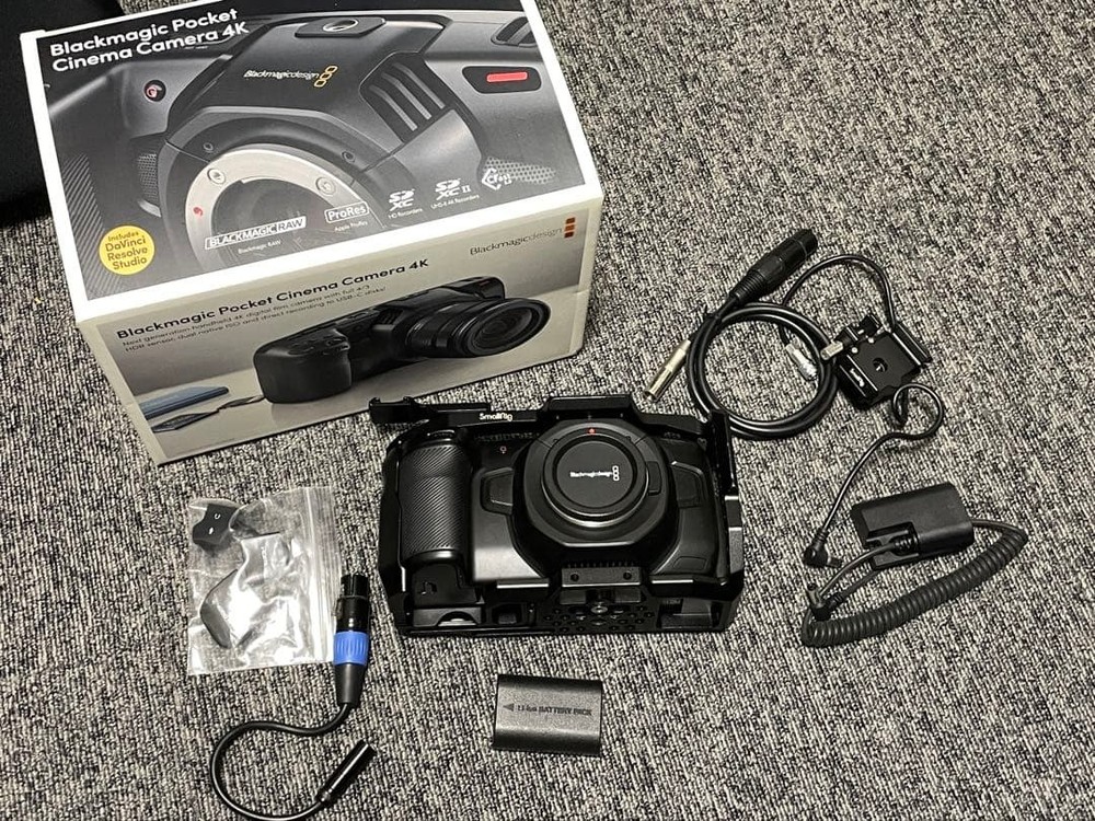 Blackmagic Design Pocket 4K Cinema Camera MFT Mount 4K Video Cam w Accessories