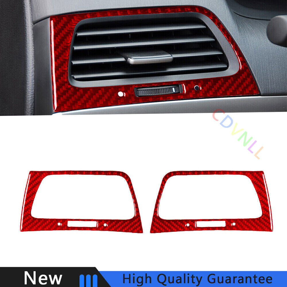 2Pcs For Honda Accord 08-12 Red Carbon Fiber Interior Air Vent Outlet Panel Trim