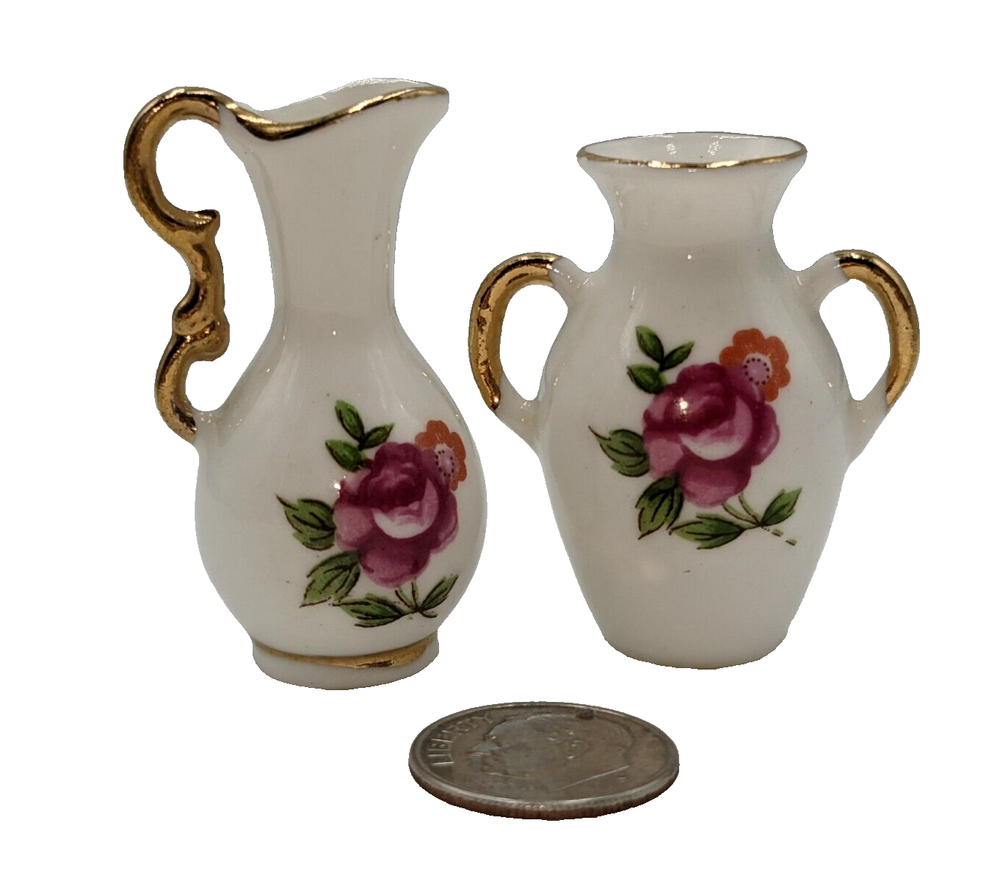 Elegant Bone China Miniature Vase & Pitcher Set by Hi Style Bridge Japan 1.5 Inch