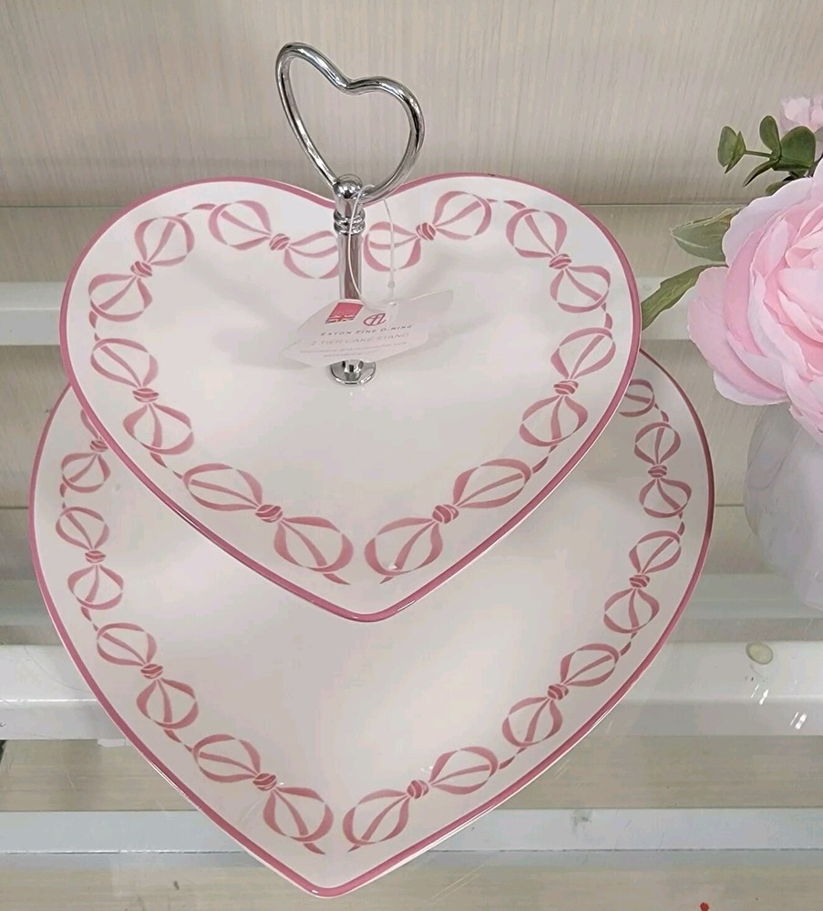 Valentine Heart Shaped Tiered Tray Bow