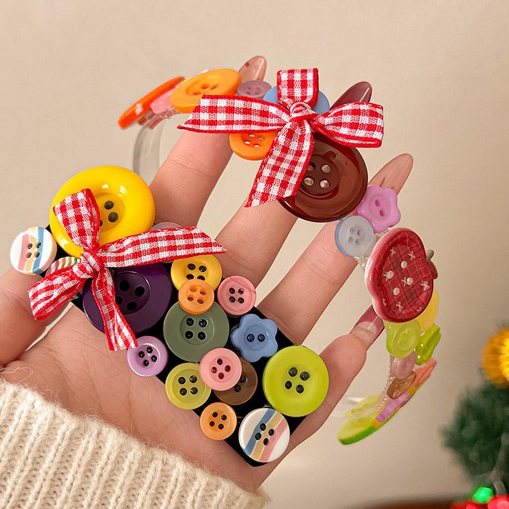 Dopamine Coloured Button Headband Korean Style Face Washing Bow Hair Hoop GXX