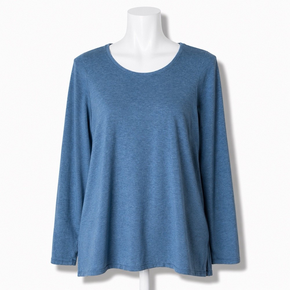 Pure Jill J.Jill Top Tee Size Medium Long Sleeve Stretch Cotton Blue Casual Soft