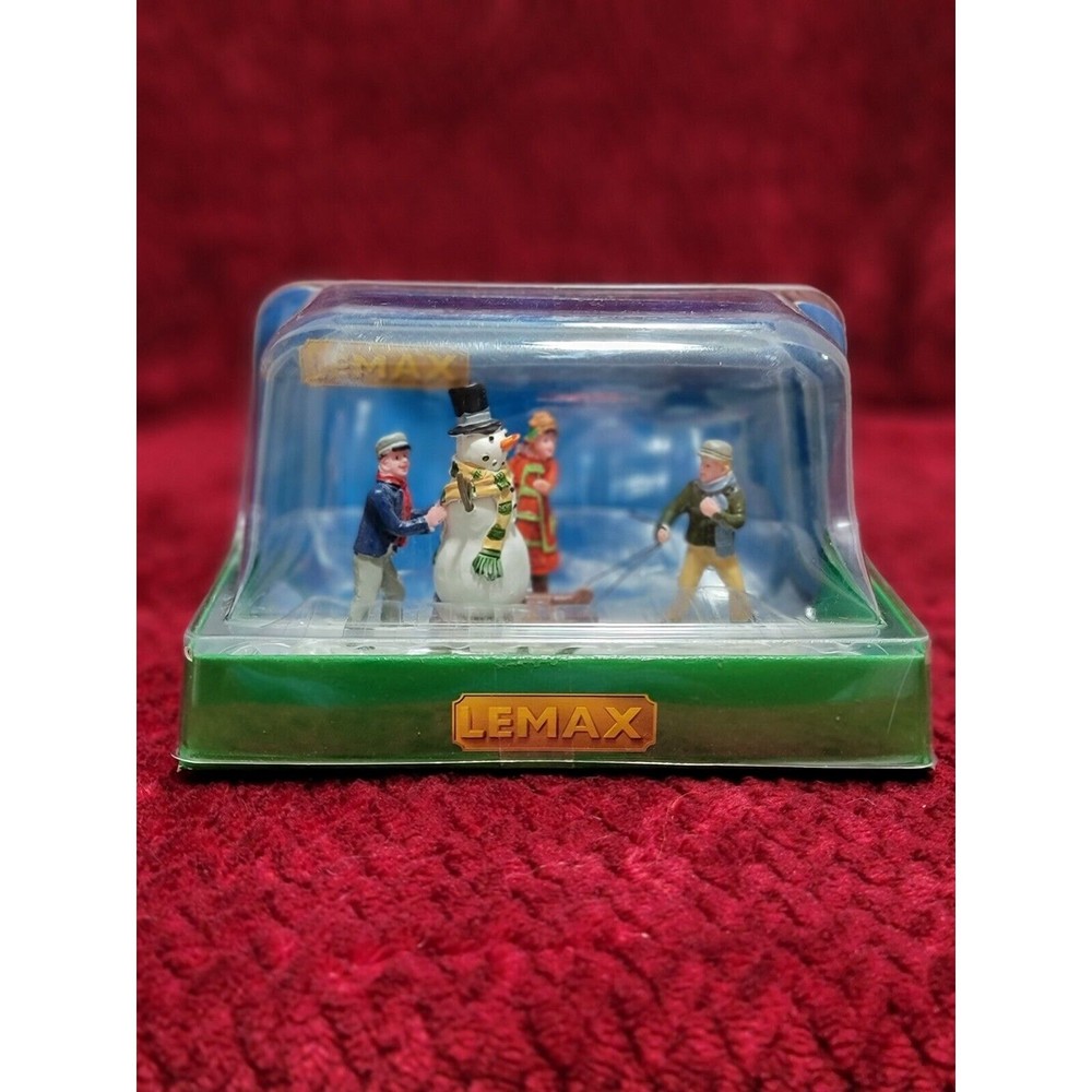 2018 Lemax Caddington Snow Village Table Accent with Kids Playing Christmas Scene-image