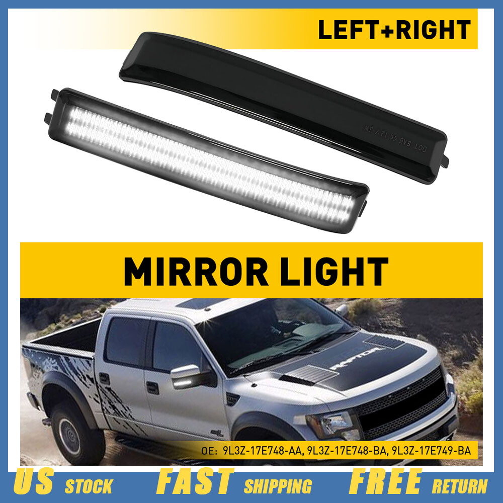 Fit for 2009-2014 Ford F-150 White LED Side Mirror Turn Signal Light Lamp Smoke