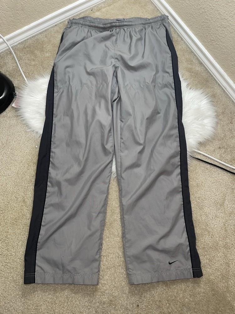 Vintage Nike Track Pants Mens 2XL Gray Side Stripe Wide Leg Baggy Y2K 2000s