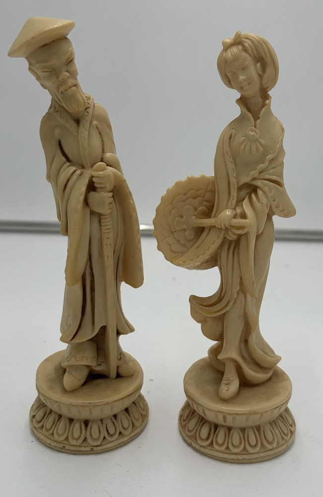 Vintage Tuscany A Santini Italy Asian Geisha Figurines Pair 8” Resin