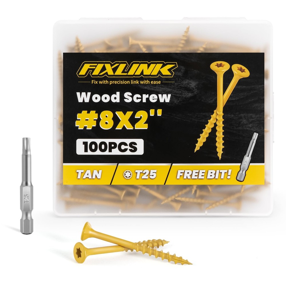 2 Inch #8 Epoxy Coated Wood Screws 100 PCS Rust Resistant Decking Fasteners for Outdoor Use