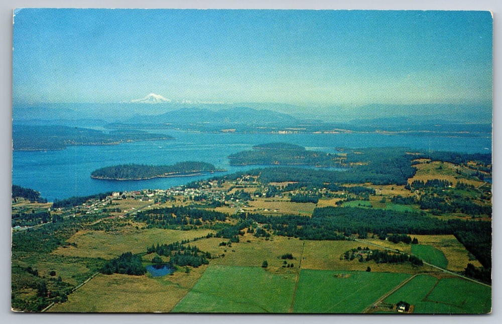 Postcard San Juan Islands Washington WA Friday Harbor Aerial View
