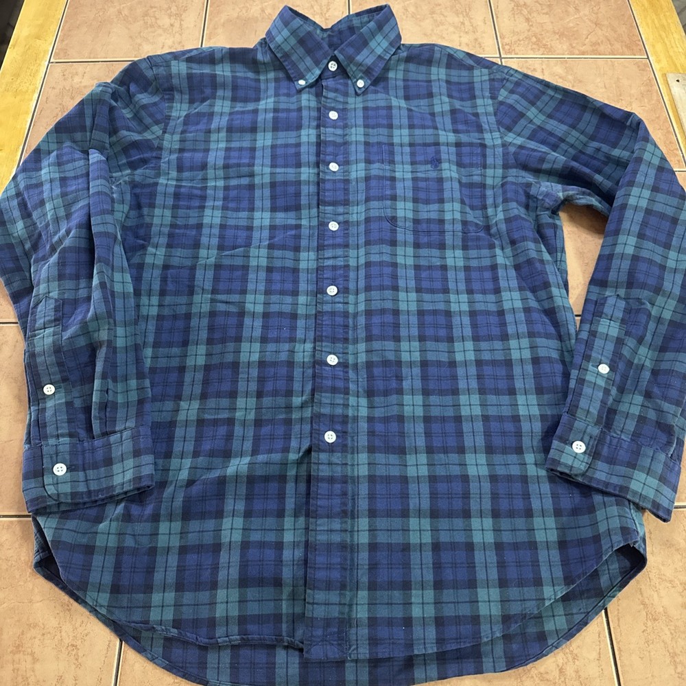 Polo Ralph Lauren Mens Sz Large Slim Fit Oxford Cotton Shirt Blackwatch Plaid