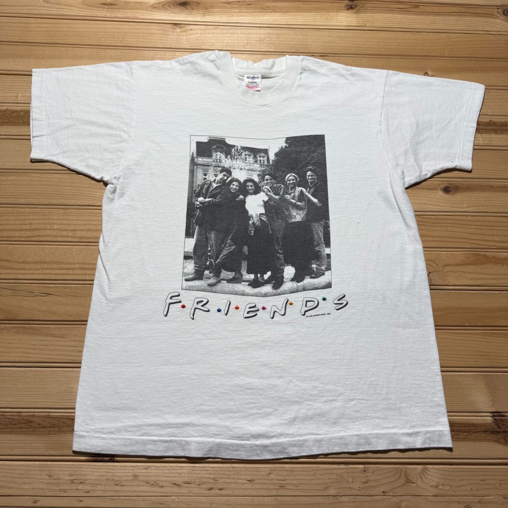 Vintage 1995 Friends TV Show Sitcom Cast Photo Graphic Promo T-Shirt USA - Large