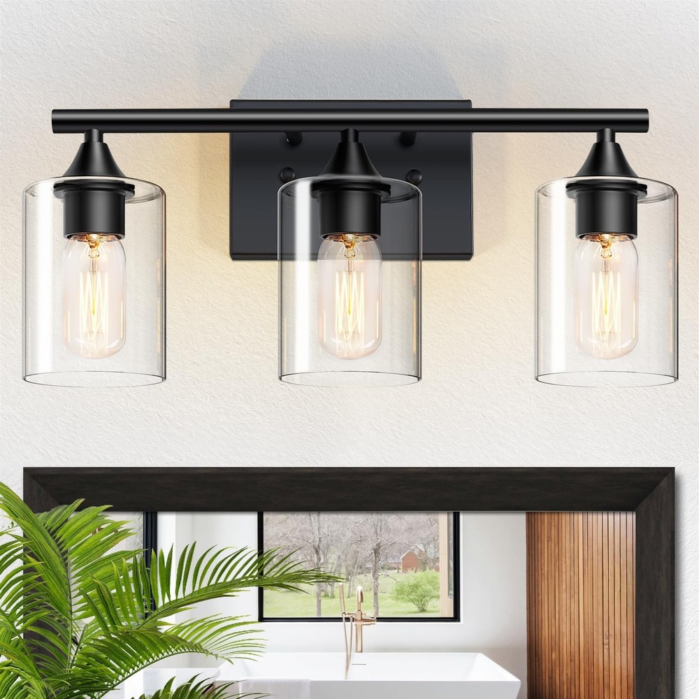 Bathroom Lighting Fixtures Over Mirror,3-Light Black Bathroom Vanity Light,Sc...