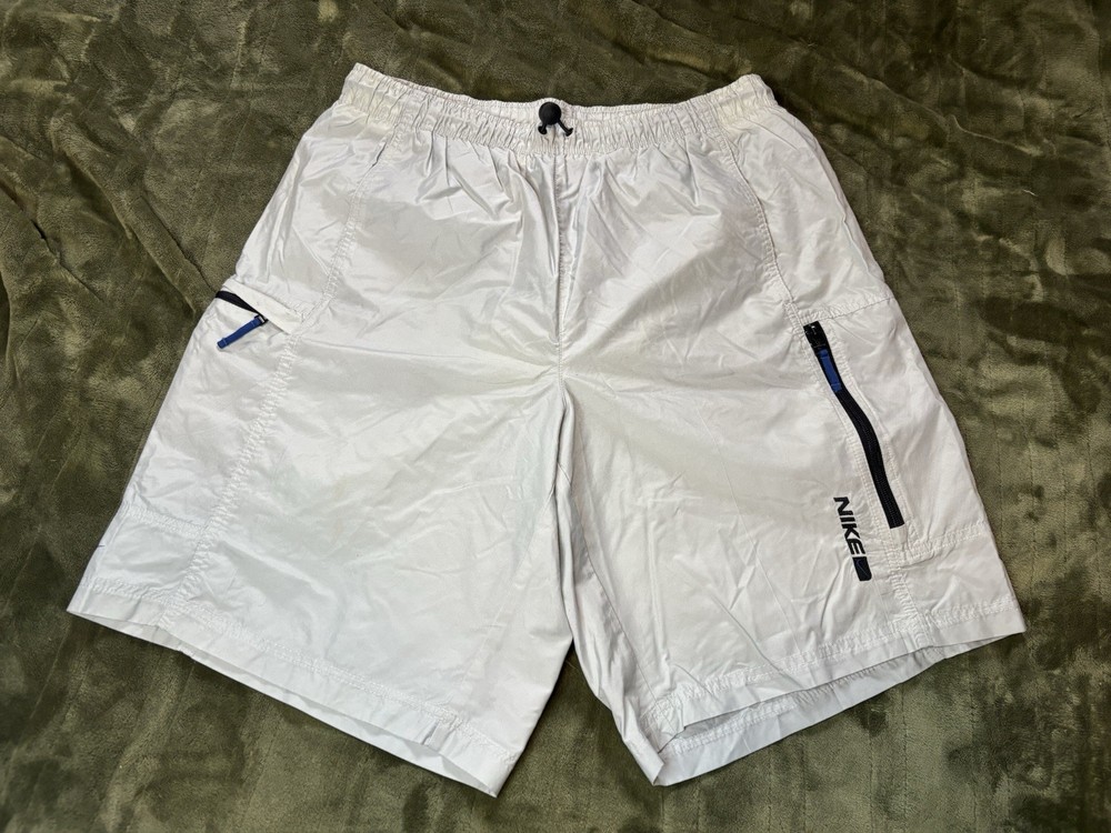 Vintage Nike Board Shorts Mens XL Beige Y2K Surf Skate 2000s Grunge Punk Hybrid
