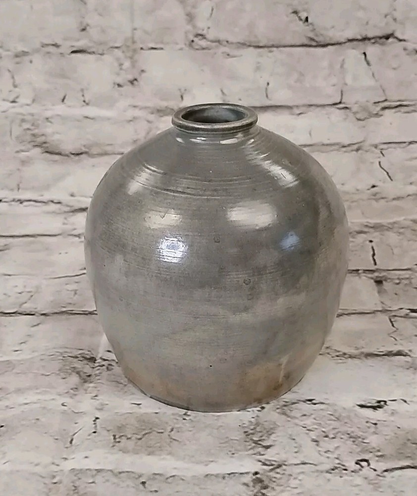 Vintage Beige Gray Glazed Clay Bud Vase 5 Inch Art Studio Pottery Home Decor