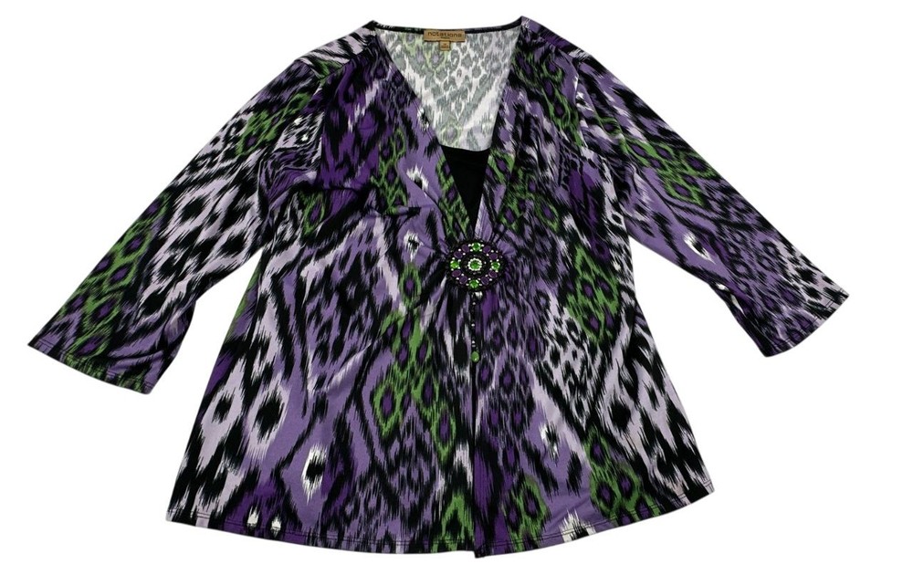 Notations Multicolor Y2K Indie Artsy Boho Tunic Blouse. Women's - Size 1X