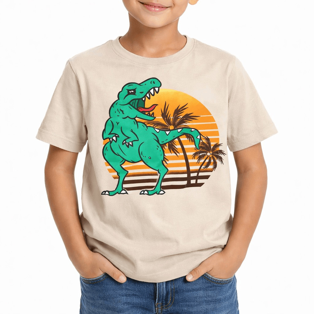 Wonder Nation Boys' Sunshine Dino Classic Crew Neck Short Sleeve Graphic Shirt S
