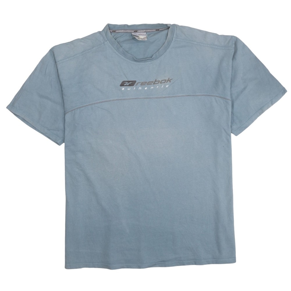 Reebok Mens T Shirt Light Blue Cotton Authentic Logo Graphic Sports Tee XL