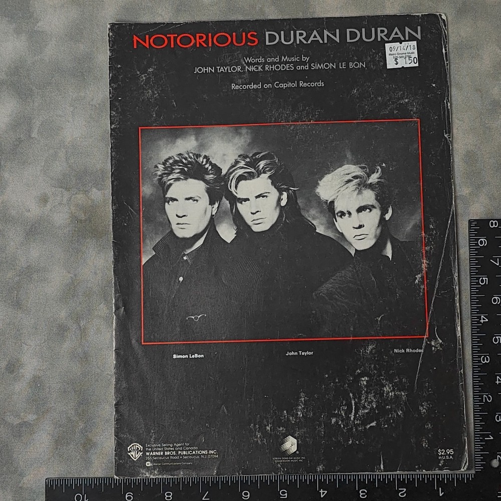 1986 Duran Duran Notorious Sheet Music PVG Piano Vocal Guitar Chords Capitol 80s