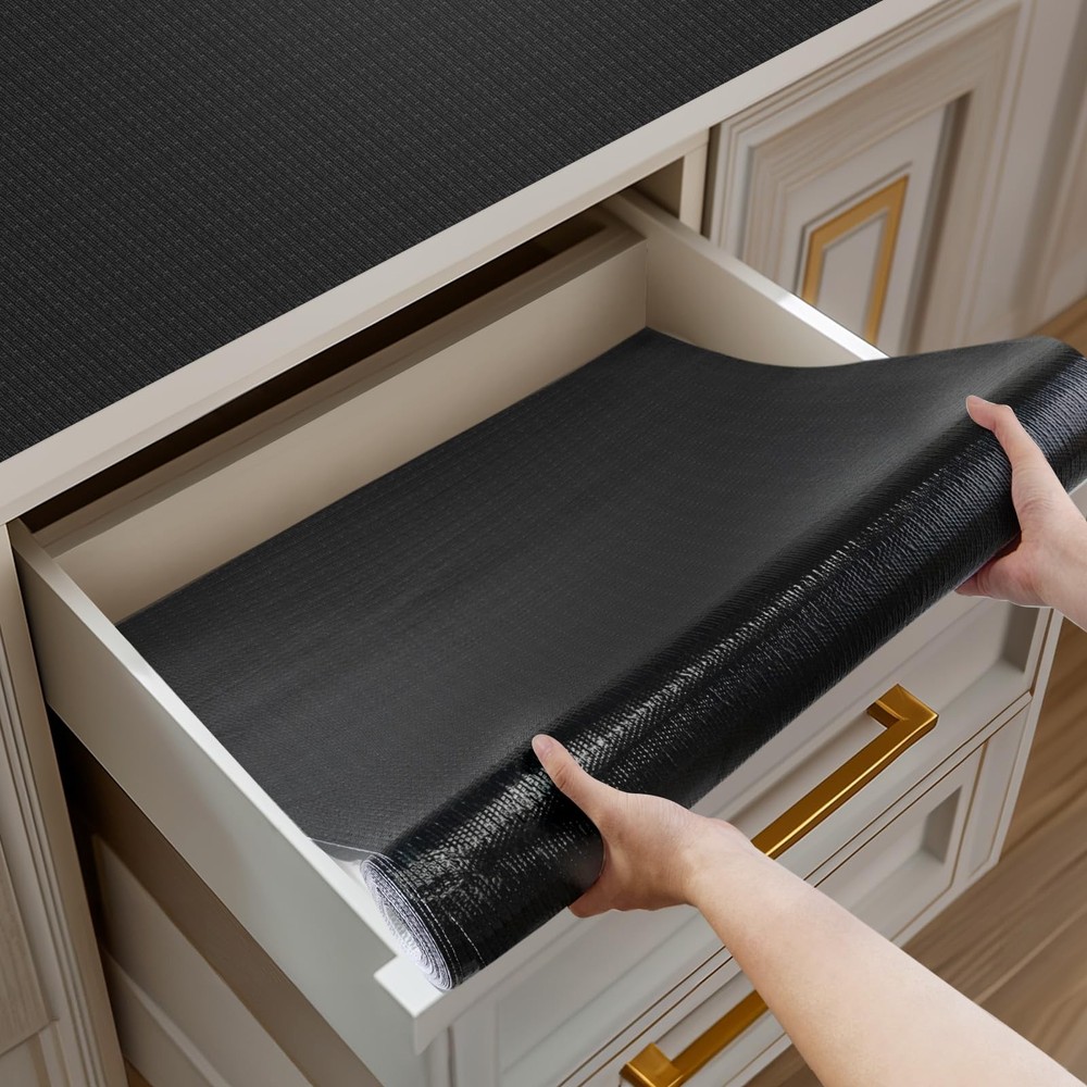 Shelf and Drawer Liner for Kitchen Cabinets Non-Adhesive, Strong Grip Non-Sli...