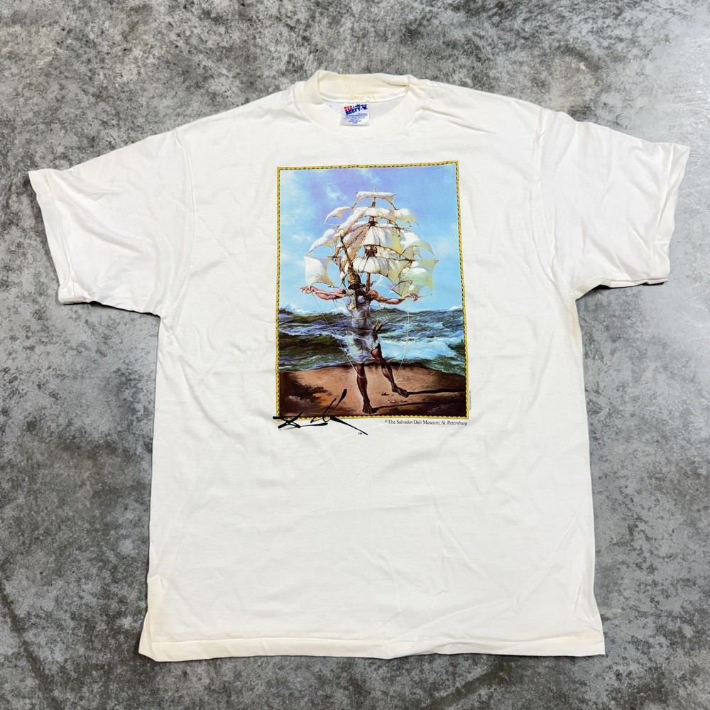 Vintage Salvador Dali Museum Shirt Mens Large Hanes Beefy-T Ship Graphic 90s