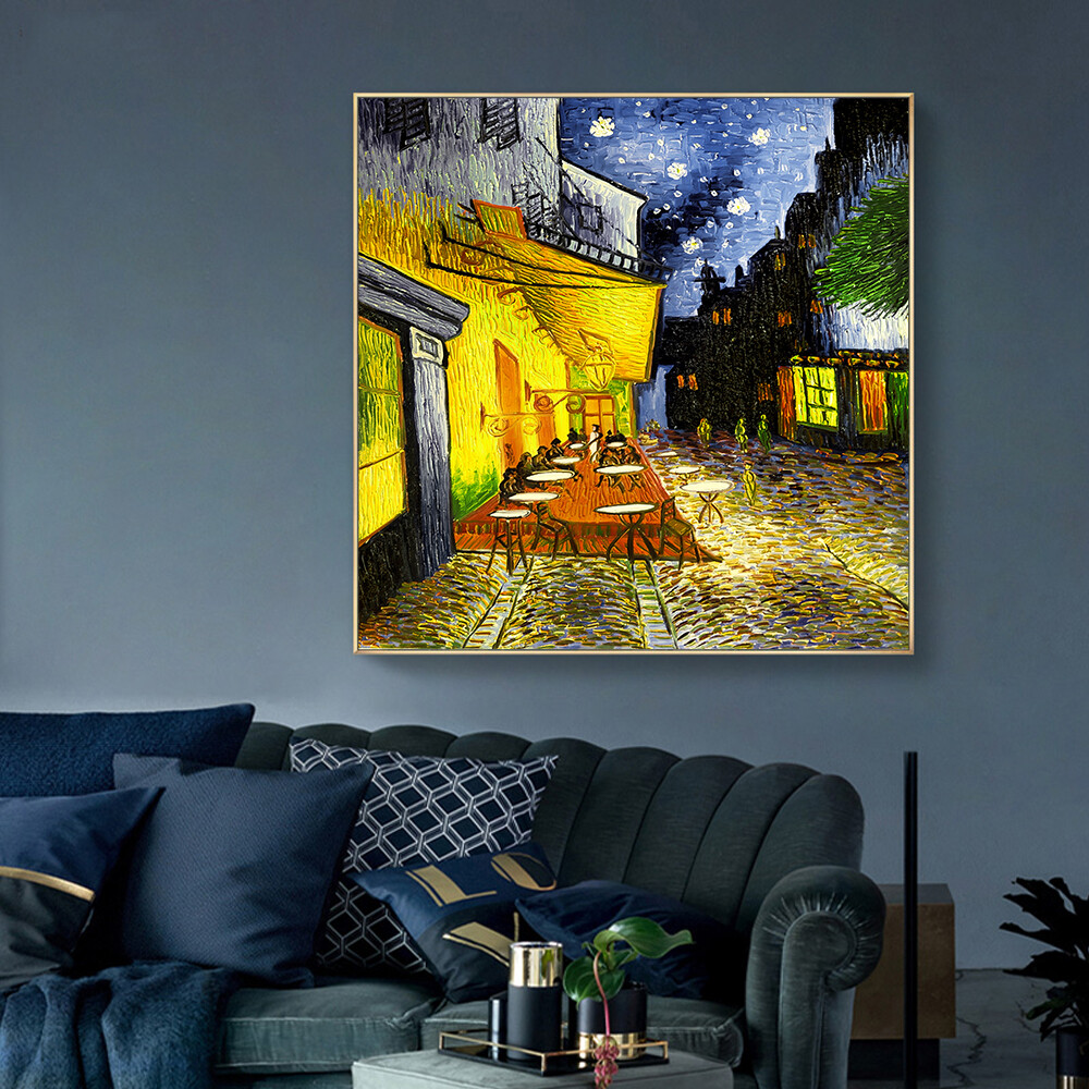 Van Gogh Cafe Terrace At Night Oil Painting Canvas Poster&Print Wall Art Picture