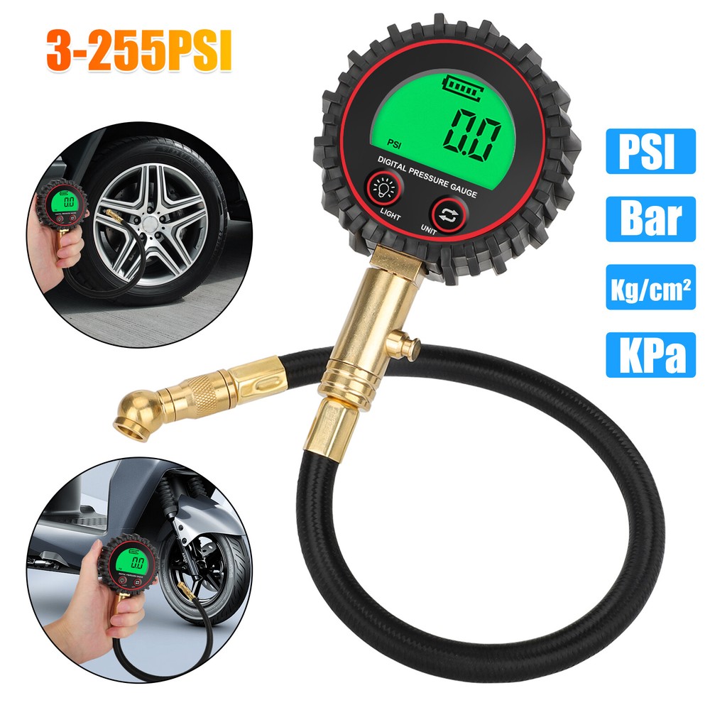 Accurate Digital Air Pressure Tire Gauge LCD Screen 3-255 PSI for Truck Car Bike-image
